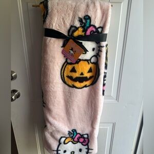 Hello kitty pink throw with pumpkins